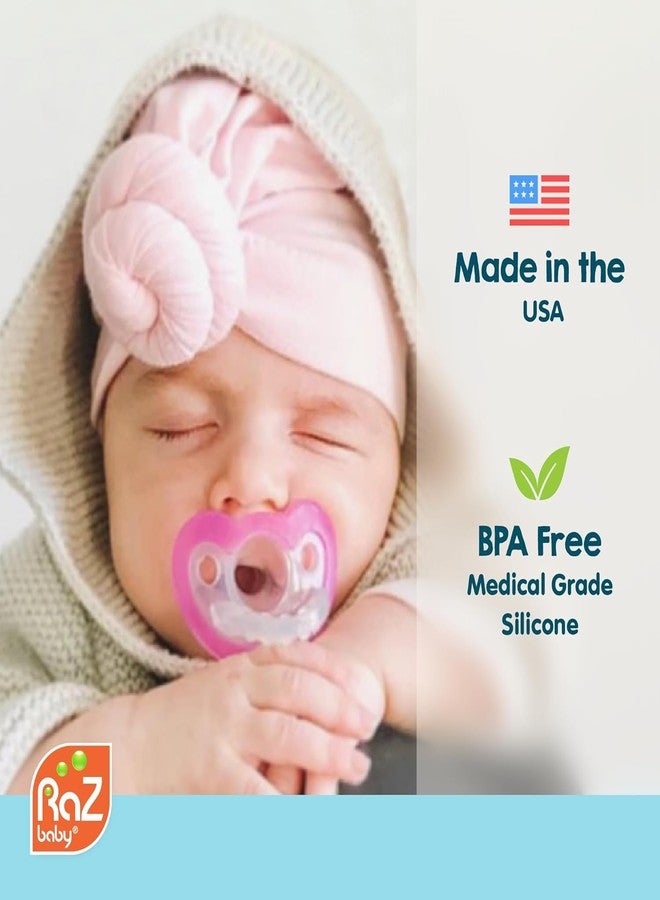 RaZbaby Jollypop Pacifier for Babies 3 Months and Up, USA Made, Natural Shaped Orthodontic Binky, Lovingly Shared in NICUs & Hospitals Worldwide, Medical-Grade 100% BPA-Free, 0-3m (Variety, 4 Count) - Image 4